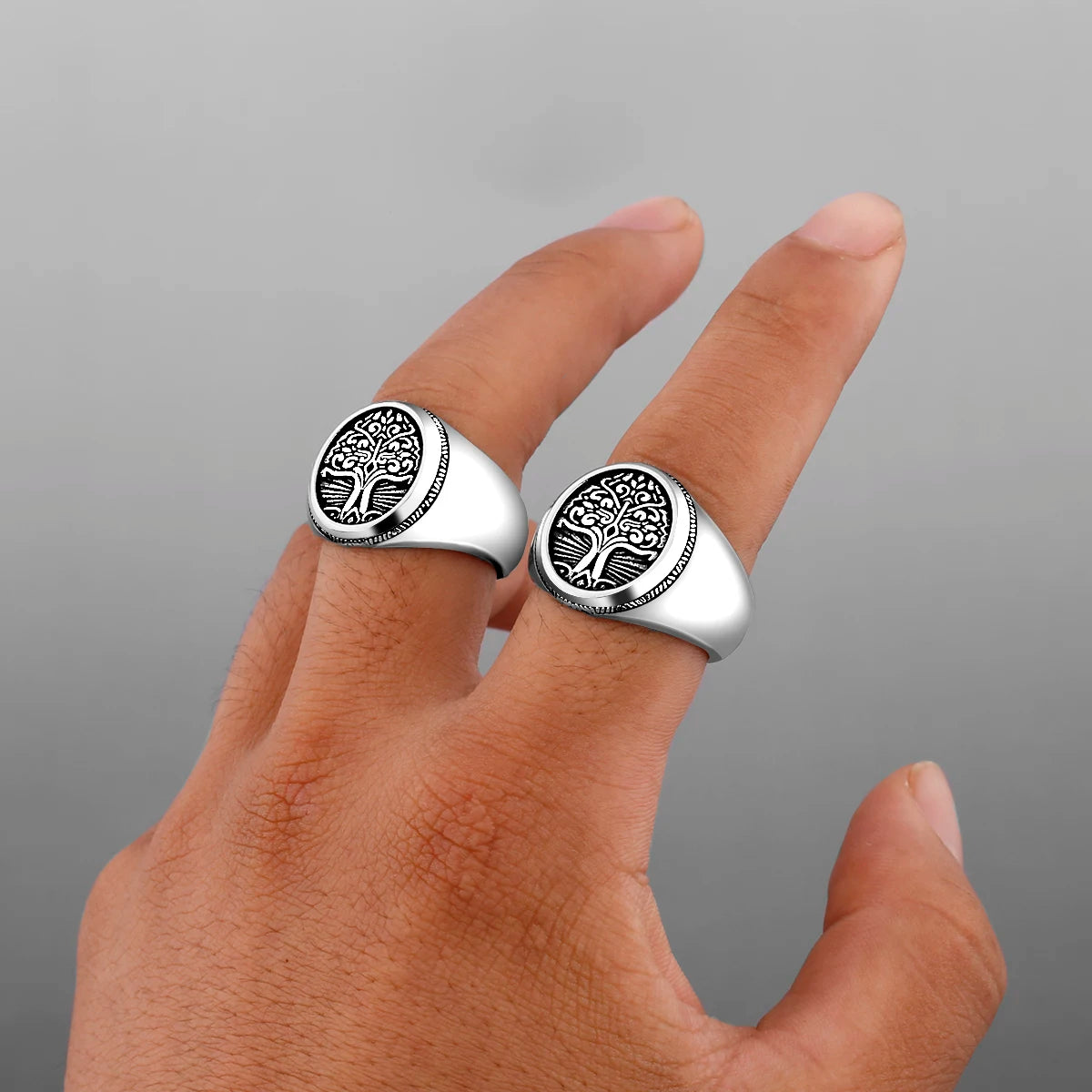 Anneaux viking Arbre de vie en Acier Inoxydable