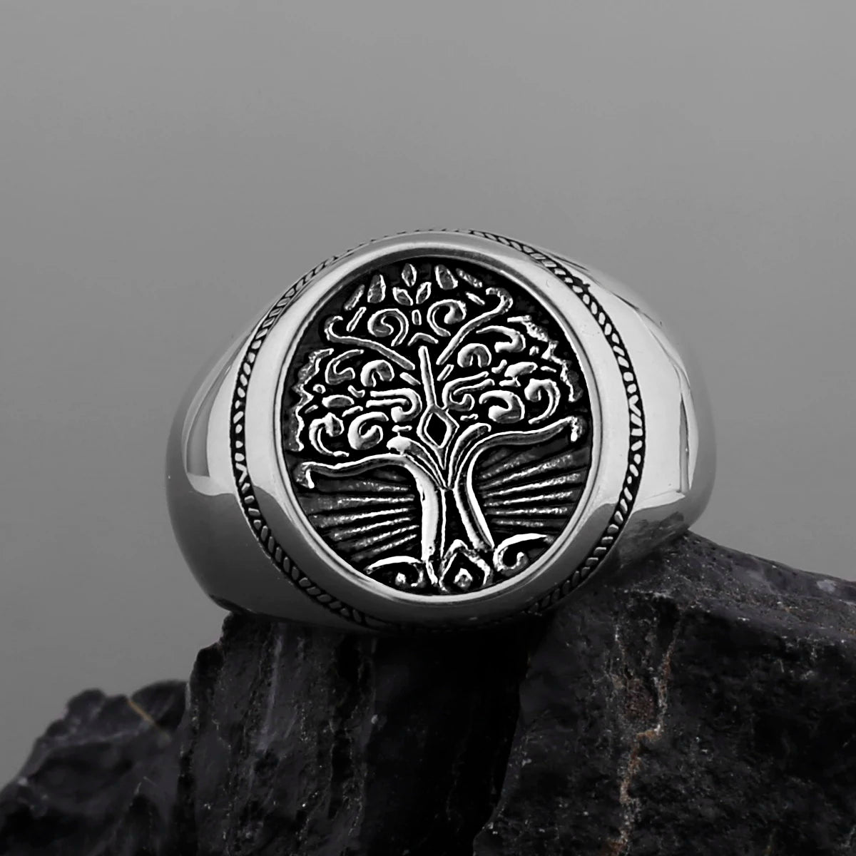 Anneaux viking Arbre de vie en Acier Inoxydable