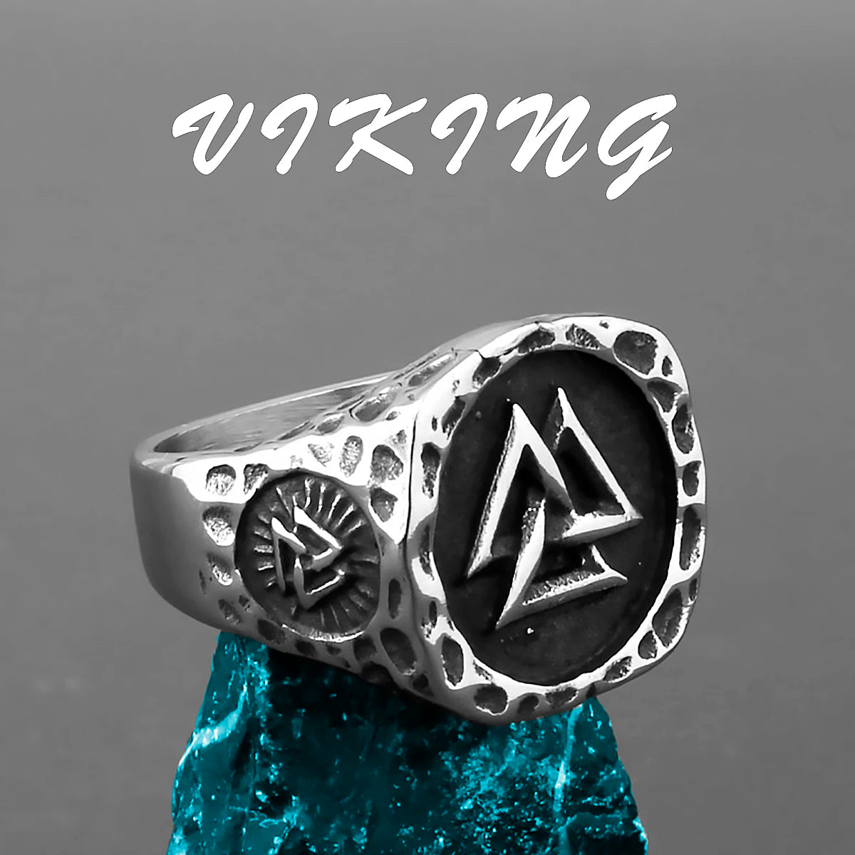 Valknut Viking Rings for Man Vintage Stainless Steel Punk Ring Fashion Jewelry Hippop Mygrillz