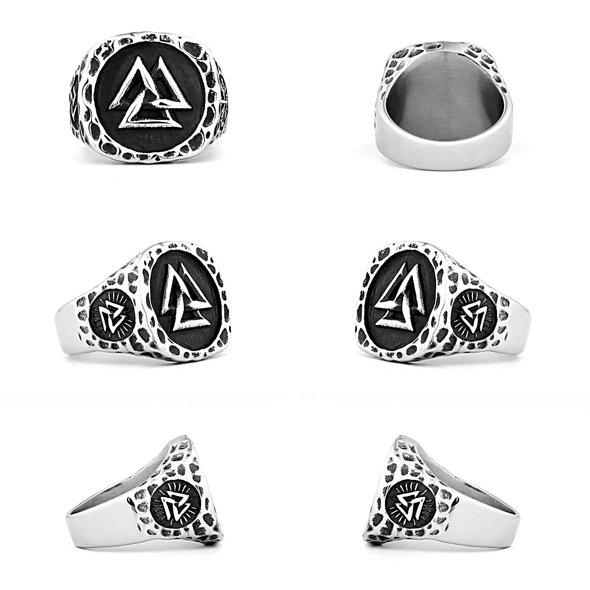 Valknut Viking Rings for Man Vintage Stainless Steel Punk Ring Fashion Jewelry Hippop Mygrillz