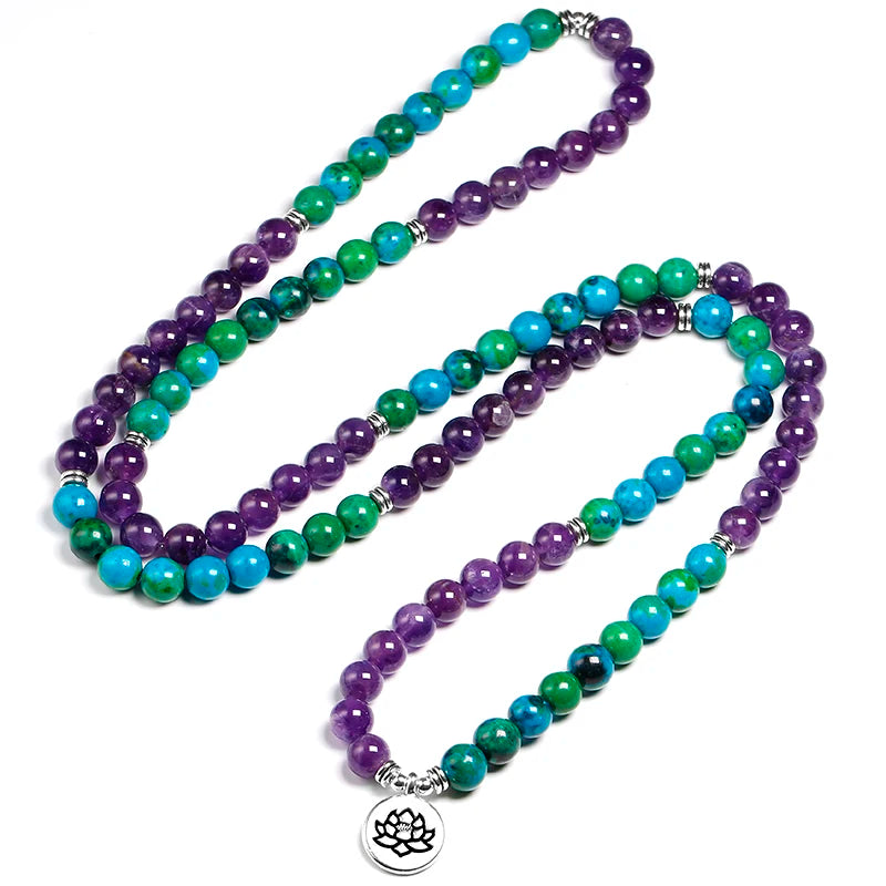 Bracelet de guérison chrysocolle et amethyste