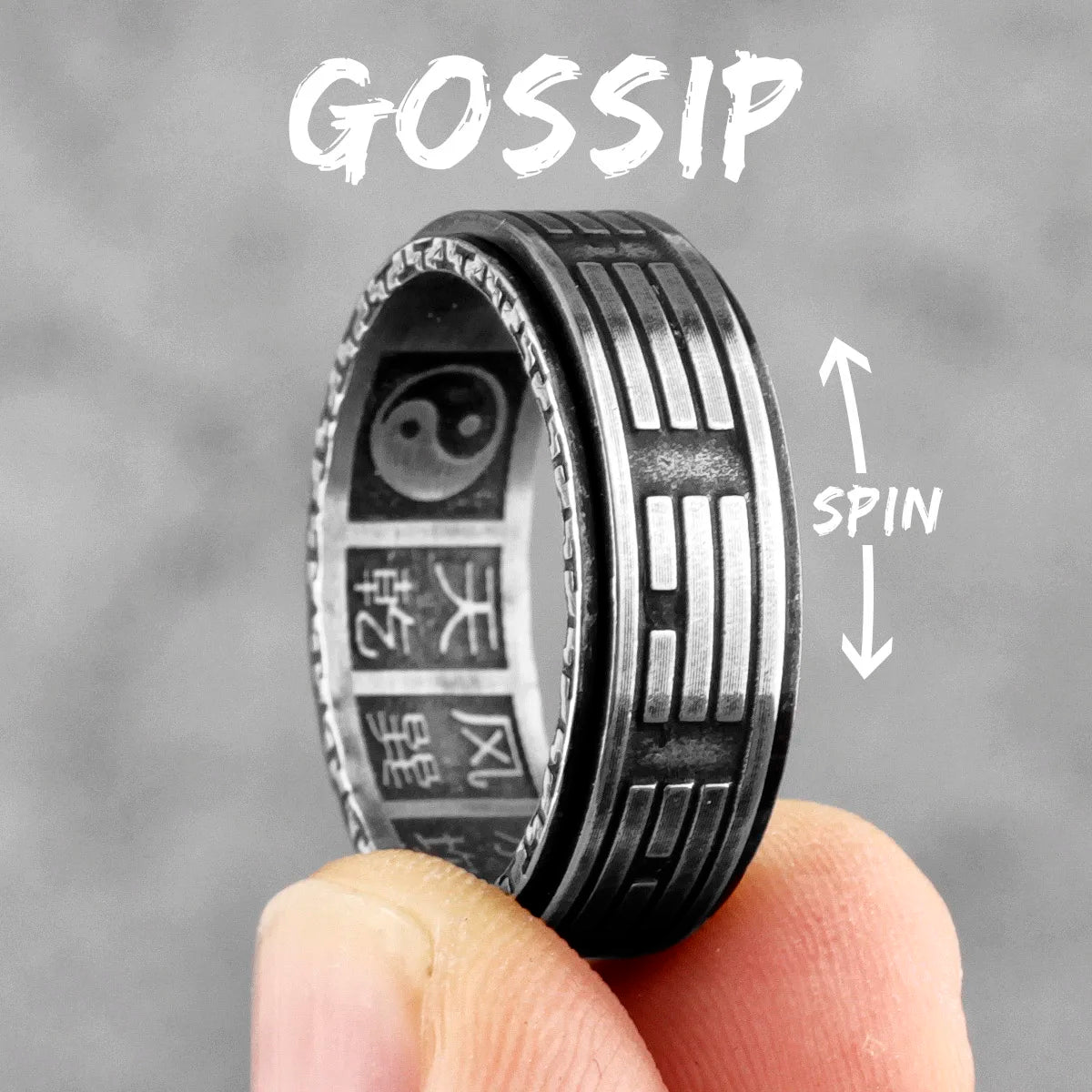 Bague rotative style Taoïste