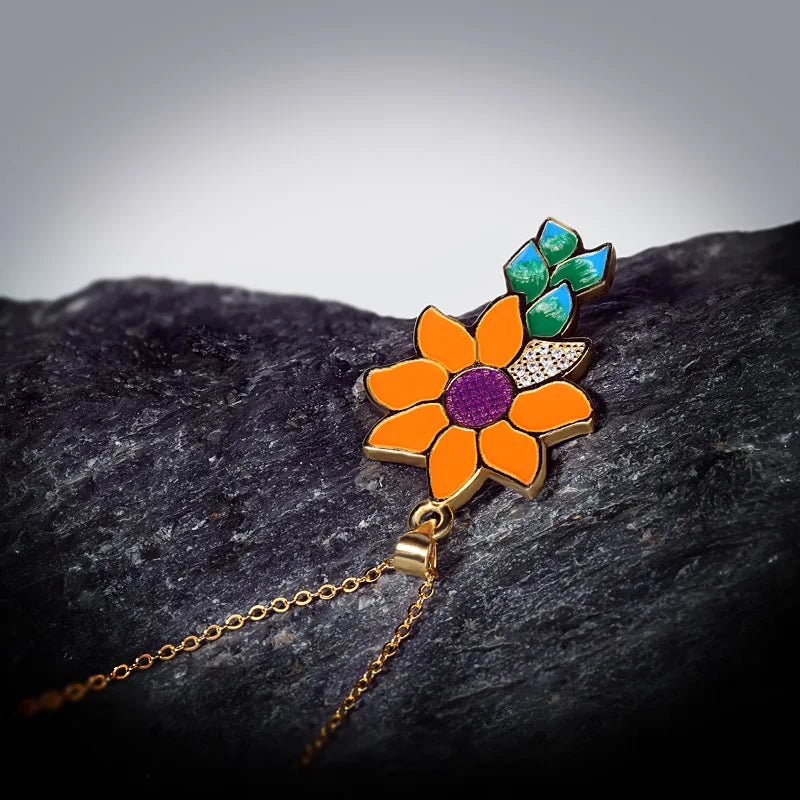 Pendentif Sun Flower Argent S925 & Zirconium