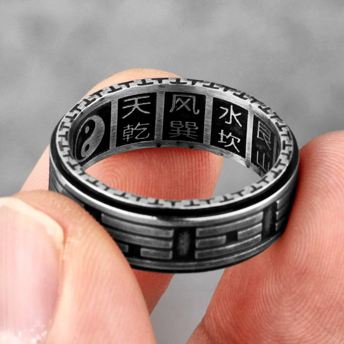Bague rotative style Taoïste