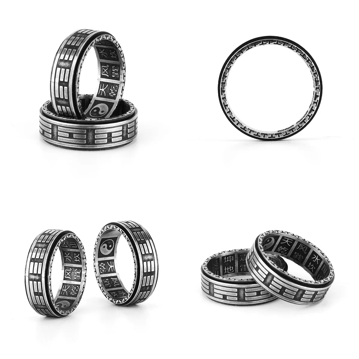 Bague rotative style Taoïste