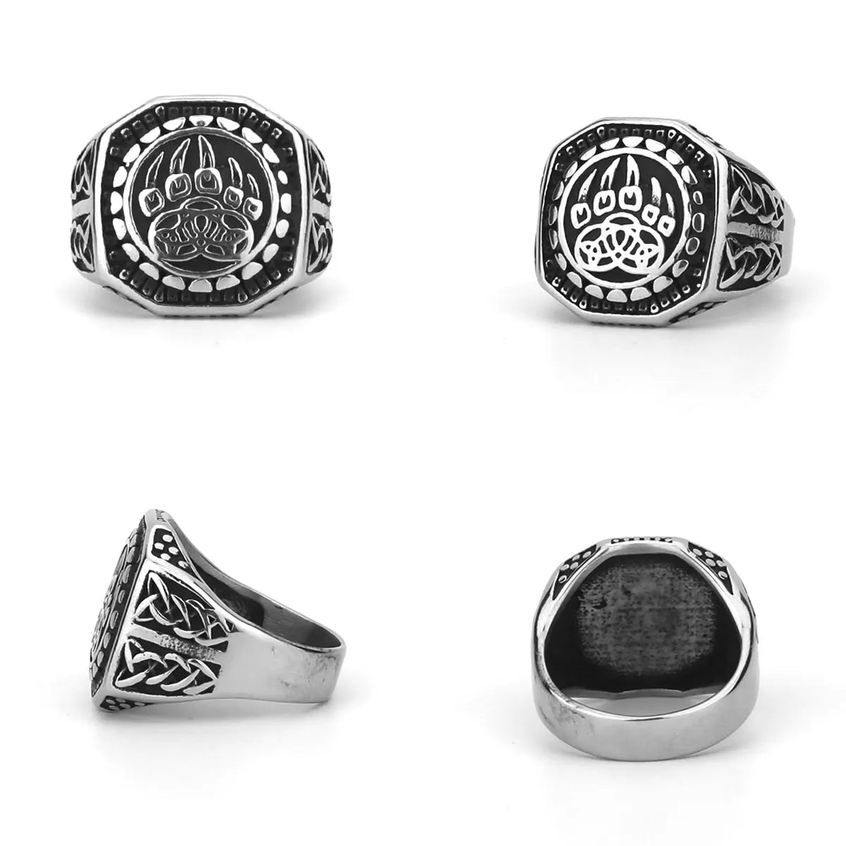 Viking Wolf Claw Rune Ring Men Women Norwegian Animal Bear Claw Amulet Ring Stainless Steel Scandinavian Jewelry Gift