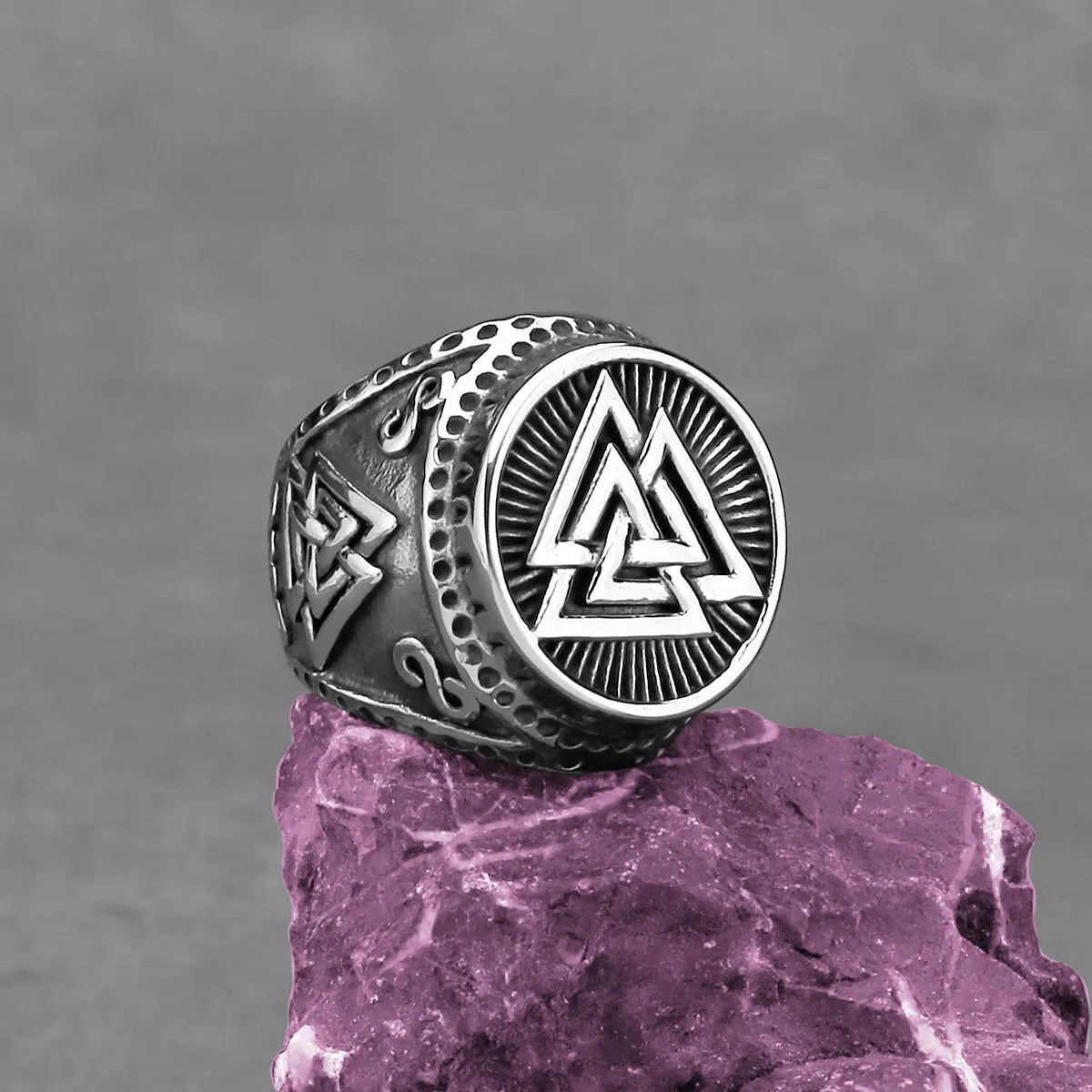 New Creative Viking Vintage Valknut Rune Ring Men Stainless Steel Trendy Ring Biker Boy Fashion Jewelry Gifts Wholesale