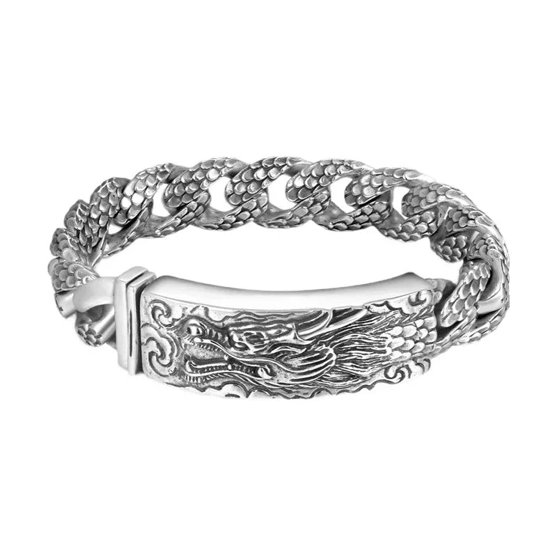 Bracelet FoYuan tête de dragon Mythologie Chinoise Acier Inoxydable