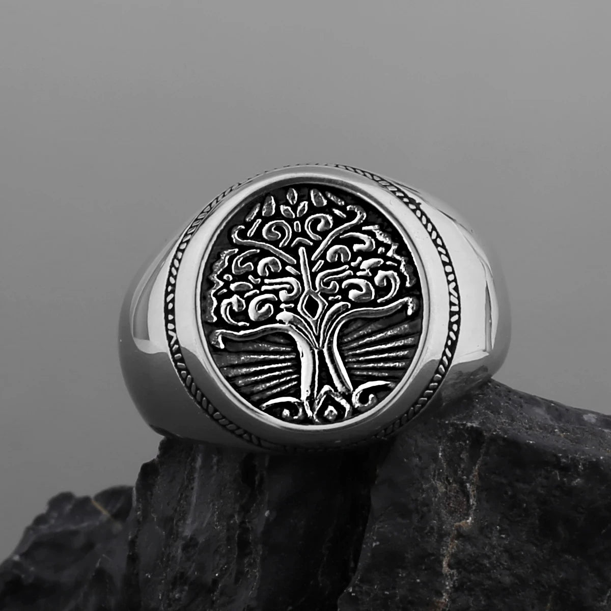 Anneaux viking Arbre de vie en Acier Inoxydable