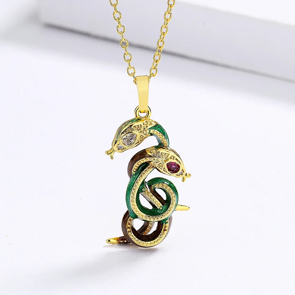 Pendentif Serpent entrelacé Argent S925 & Zirconium