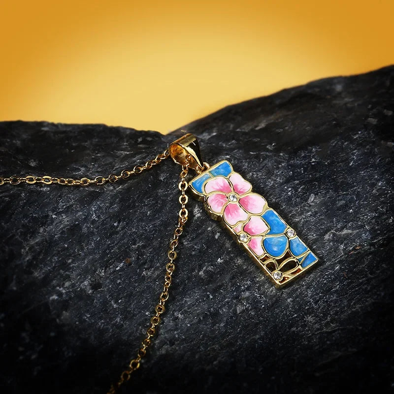 Pendentif Pink Flower Argent S925&Epoxy color