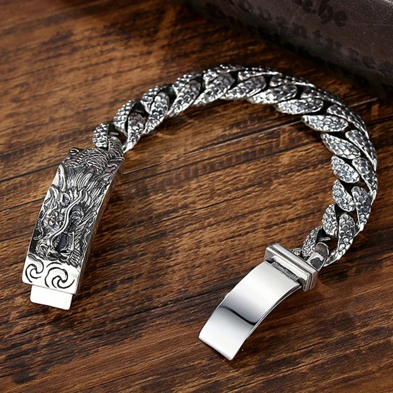 Bracelet FoYuan tête de dragon Mythologie Chinoise Acier Inoxydable