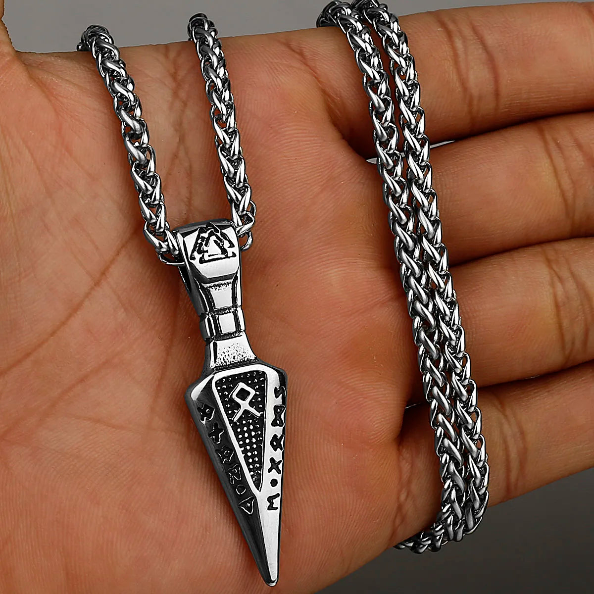 Stainless Steel Viking Axe Pendant Necklace Men's Celtic Valknut Imitation Weapon Mixed Gold Color Jewelry Gift for Boyfriend
