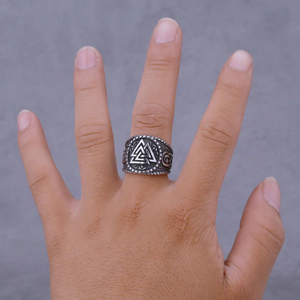 Anneaux Amulette Viking Valknut Acier Inoxydable