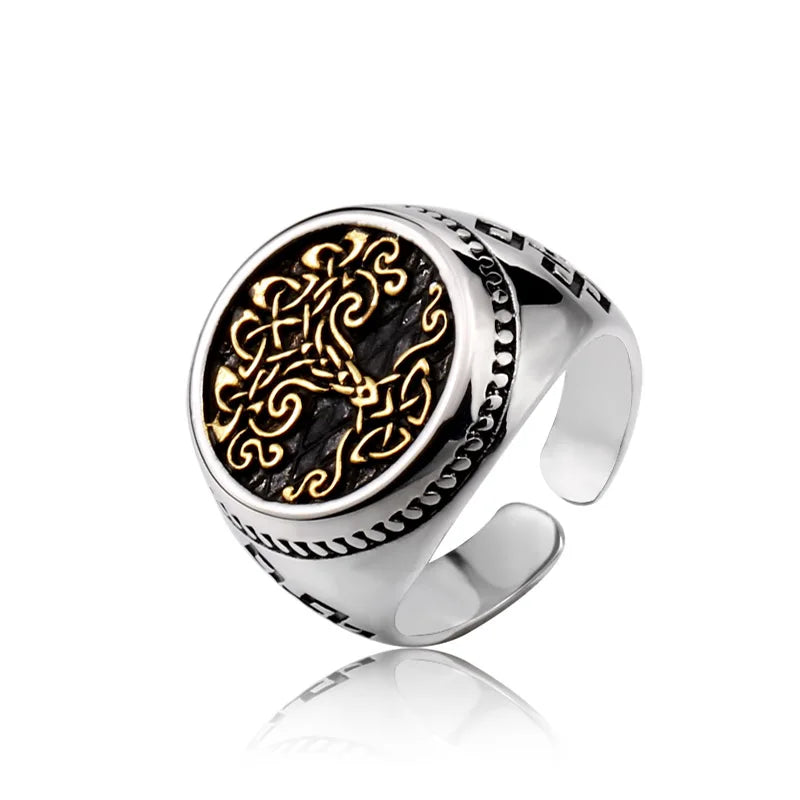 Stainless Steel Tree of Life Signet Ring Classic Men Viking Amulet Rings Nordic Jewelry BR8-732