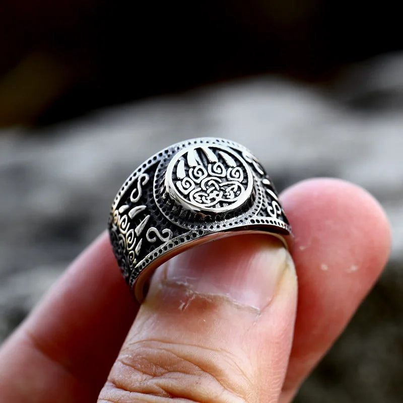 Anneaux Symbole Viking Patte d'ours Acier Inoxydable
