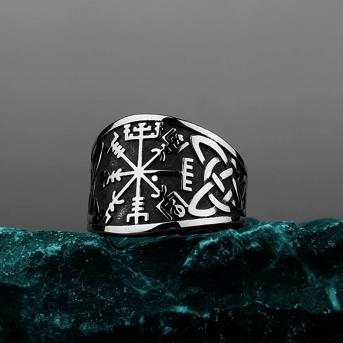 Viking Compass Rune 316L Stainless Steel Ring Men's Retro Fashion Creative Ring Scandinavian Accessories Gift Wholesale
