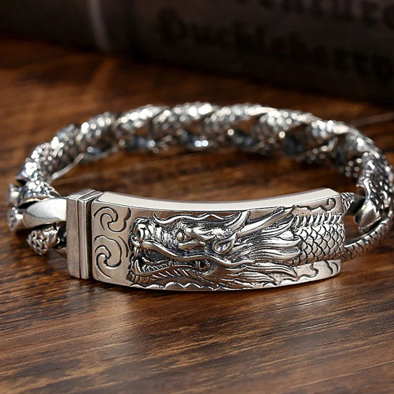 Bracelet FoYuan tête de dragon Mythologie Chinoise Acier Inoxydable