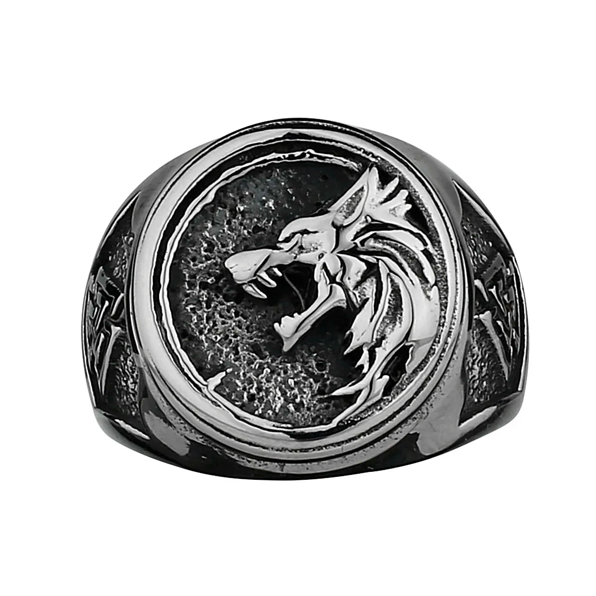Viking Valknut Rune Wolf Head Ring Men's Fashion Personality Animal Stainless Steel Finger Ring Biker Party Club Jewelry Gift