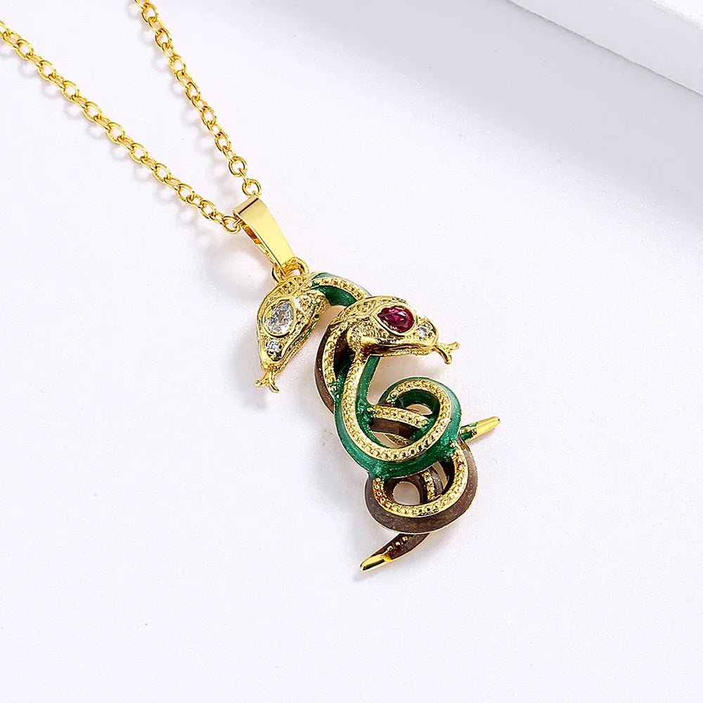 Pendentif Serpent entrelacé Argent S925 & Zirconium