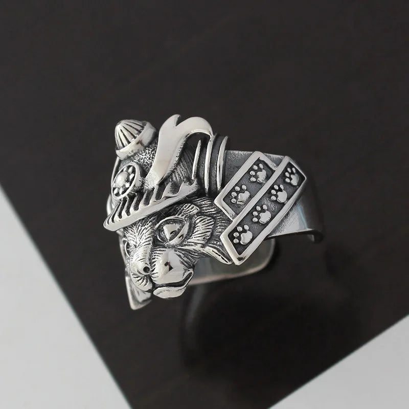 Bague Ajustable Chat Samurai