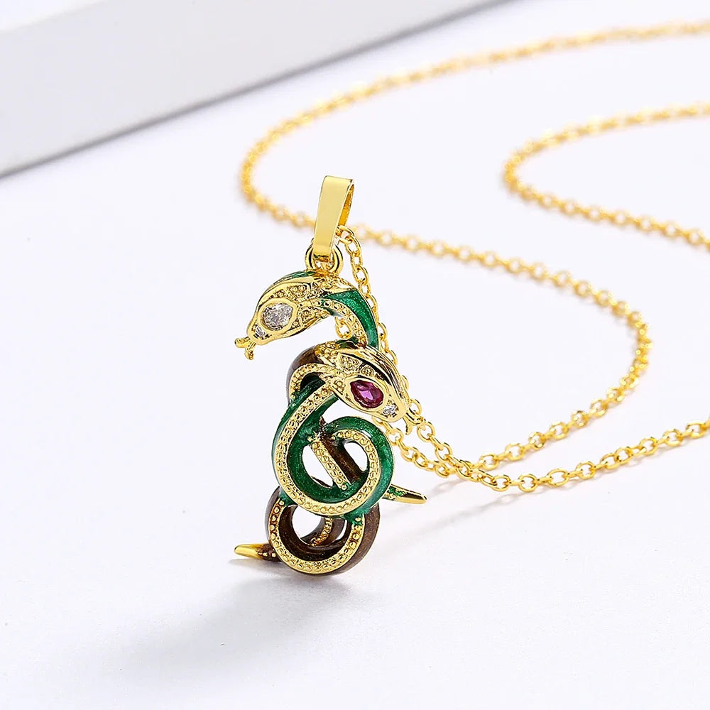 Pendentif Serpent entrelacé Argent S925 & Zirconium