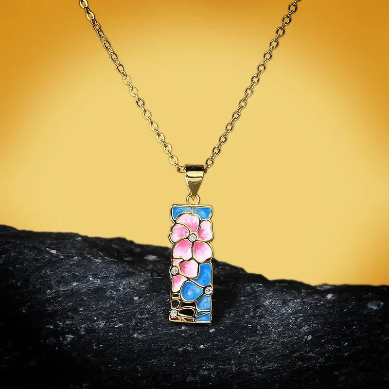 Pendentif Pink Flower Argent S925&Epoxy color
