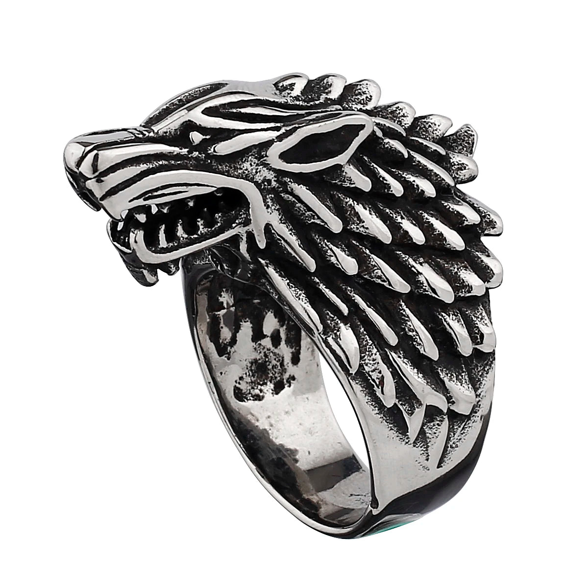 Viking Domineering Wolf Head Ring Men's Fashion Personality Creative Nordic Stainless Steel Ring Jewelry Gift for Boyfriend