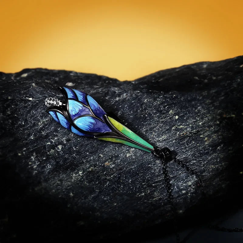 Pendentif Blue Lotus Argent 925