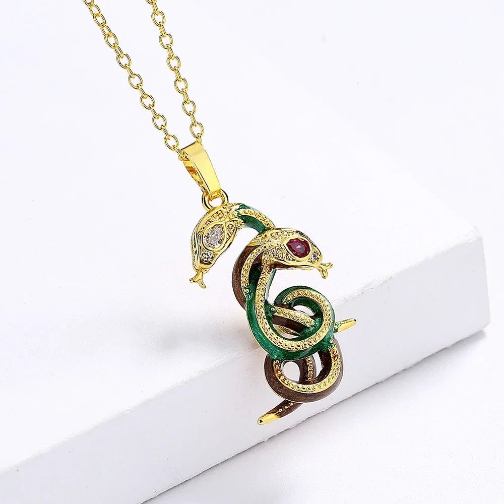 Pendentif Serpent entrelacé Argent S925 & Zirconium