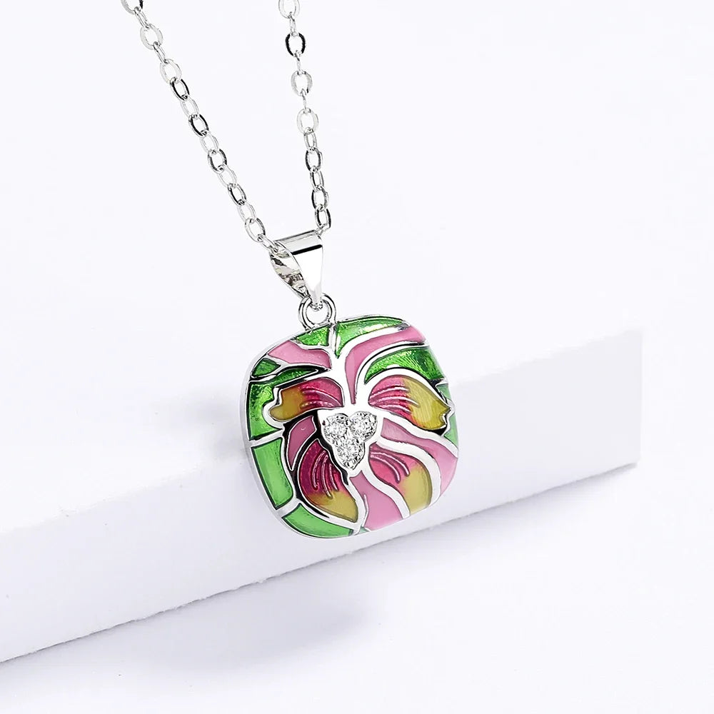 Pendentif Fleurs élégante Argent S 925&Zirconium