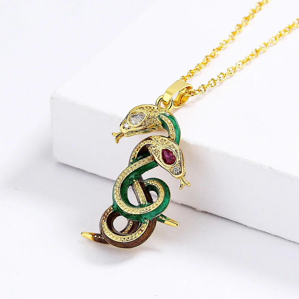 Pendentif Serpent entrelacé Argent S925 & Zirconium