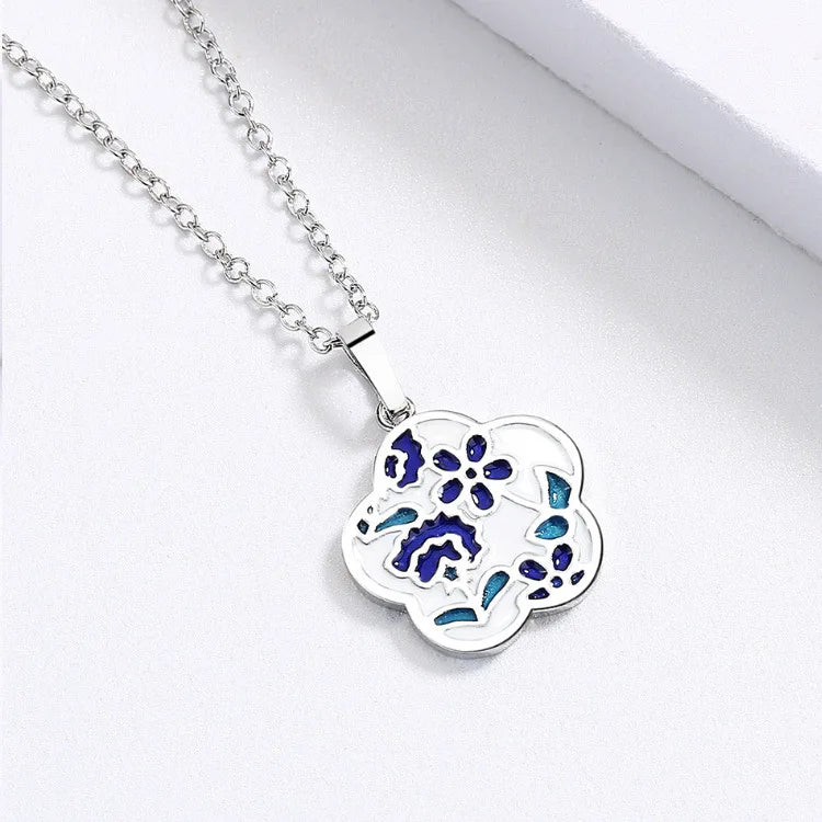 Set bijoux retro floral Bague/Boucle d'oreilles/Pendentif fait main