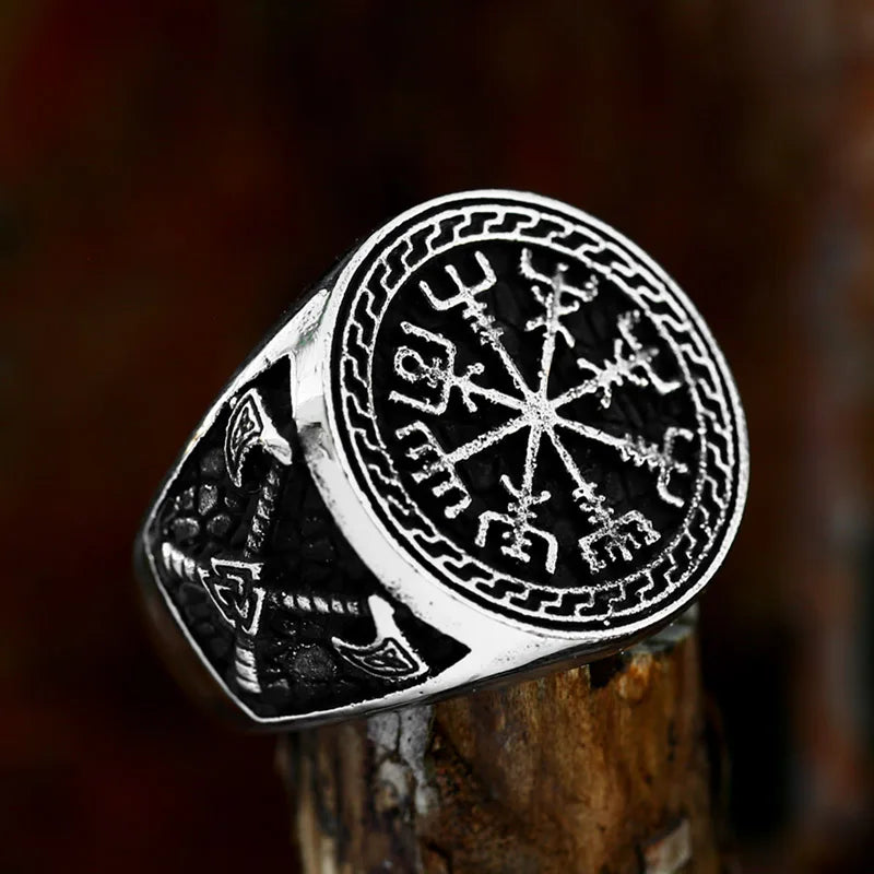 Anneaux Design Rune Viking Acier Inoxydable