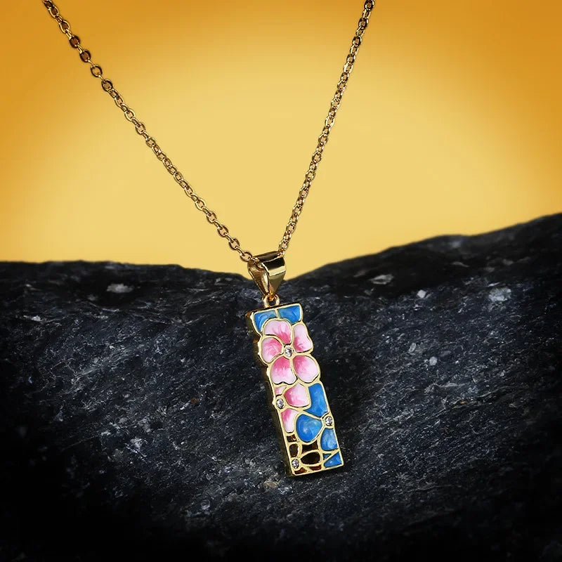 Pendentif Pink Flower Argent S925&Epoxy color