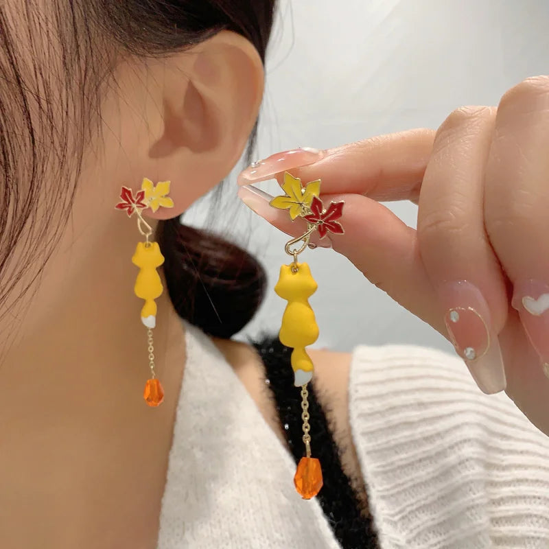 Boucle d'oreilles dépareillé style coréen Oiseaux