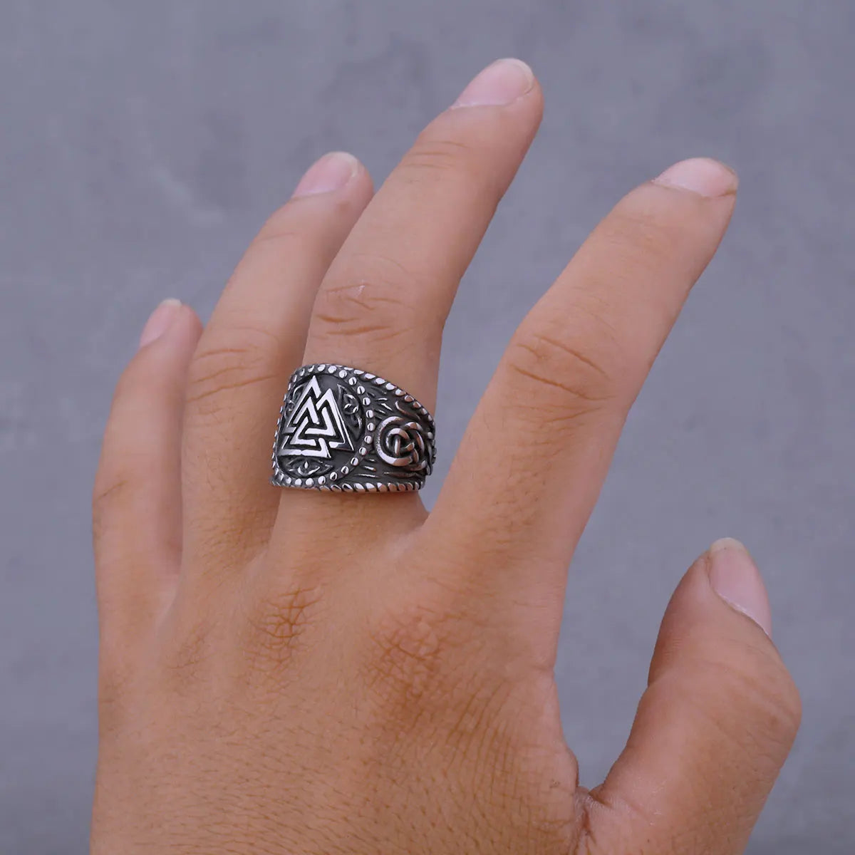 Anneaux Amulette Viking Valknut Acier Inoxydable