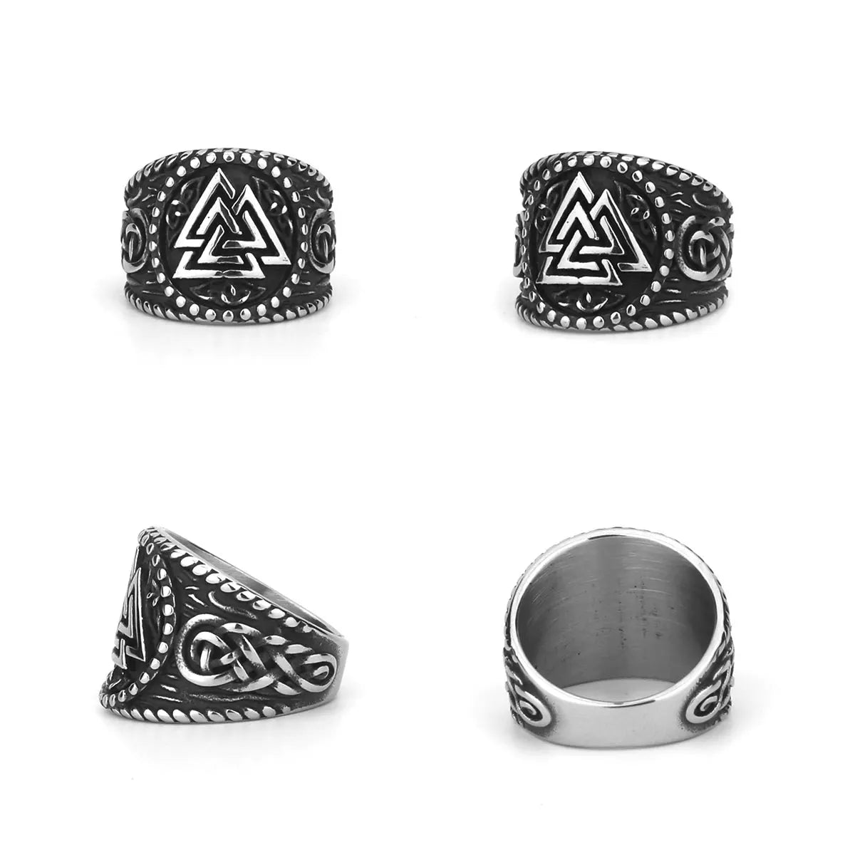 Anneaux Amulette Viking Valknut Acier Inoxydable