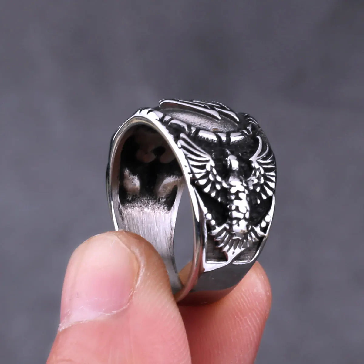 Simple Viking Raven Stainless Steel Men's Ring Odin Retro Trend Punk Triangle Amulet Jewelry Wholesale