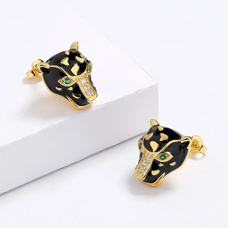 Set Bijoux Panthère Noire – Regard d'Émeraude Bague/boucle d'oreilles/Pendentif