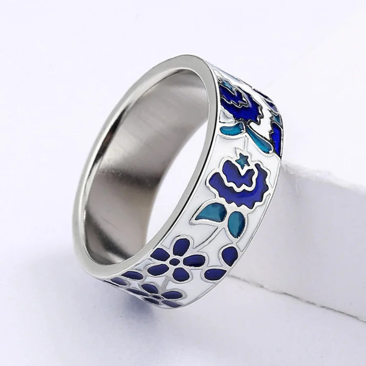 Set bijoux retro floral Bague/Boucle d'oreilles/Pendentif fait main