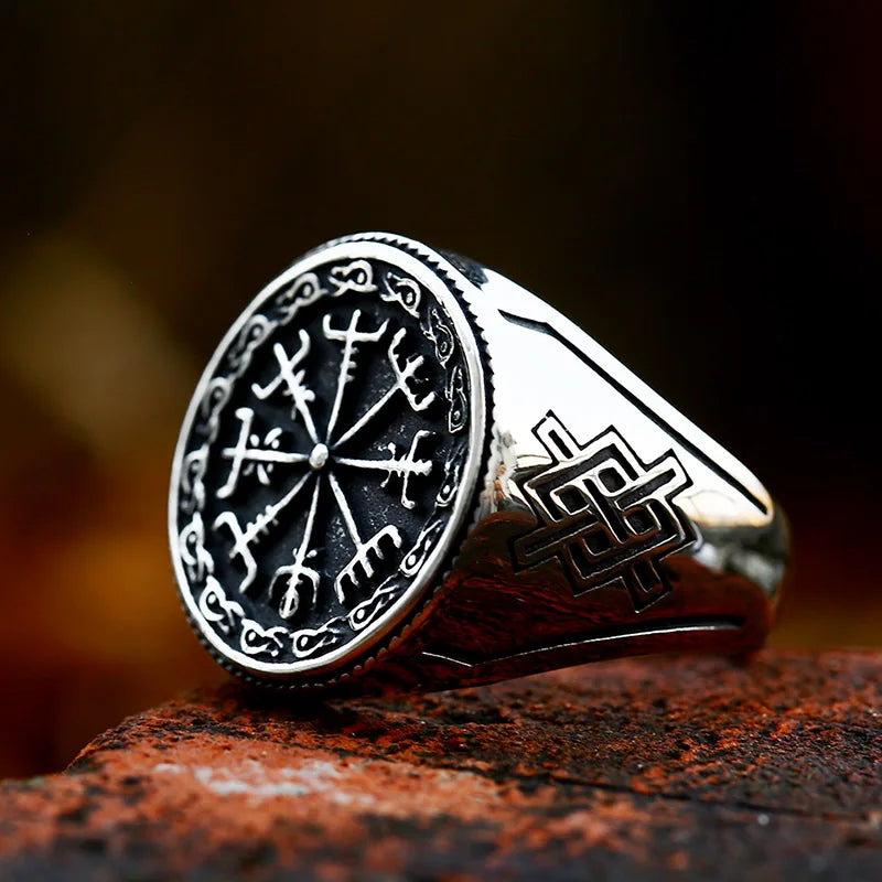 Anneaux Design Rune Viking Acier Inoxydable