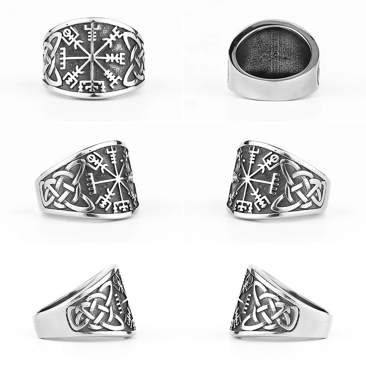 Viking Compass Rune 316L Stainless Steel Ring Men's Retro Fashion Creative Ring Scandinavian Accessories Gift Wholesale