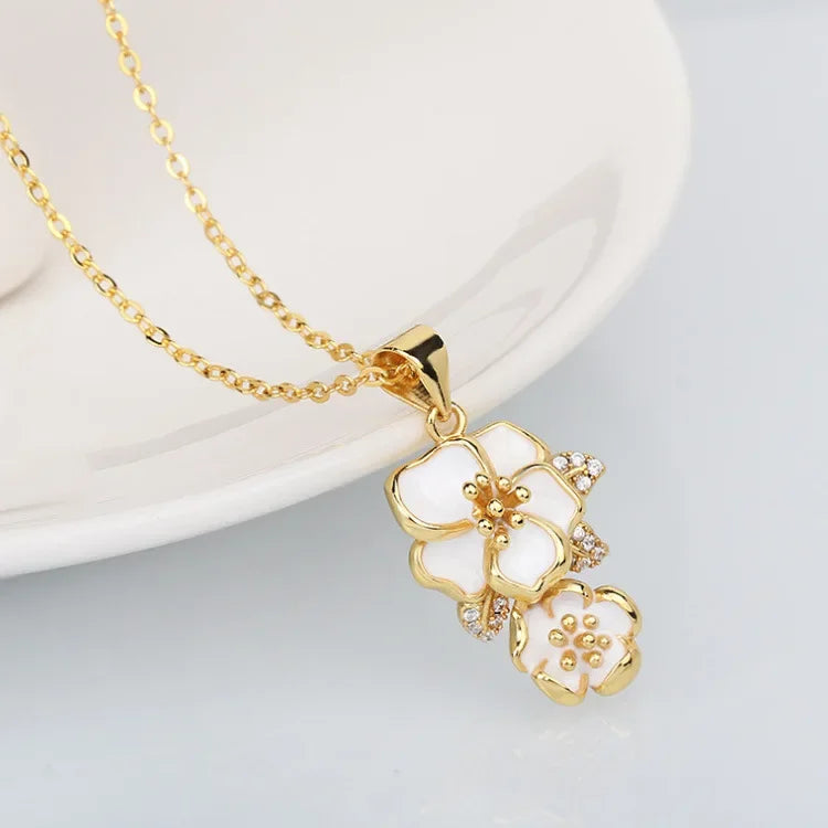 Set Bijoux Fleurs de Jasmin Bague/Boucle d'oreilles/Pendentif