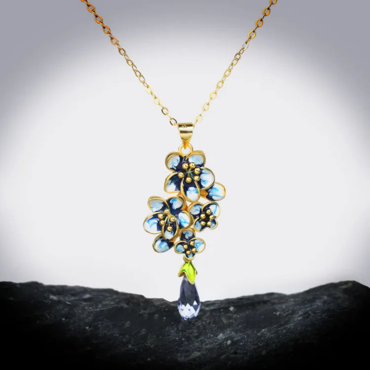 Set Bijoux fleurs de printemps Bague/Boucle d'oreilles/Pendentif