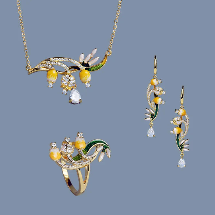 Set bijoux fleur de Lys Bague/Boucle d'oreille/Pendentif Fait main