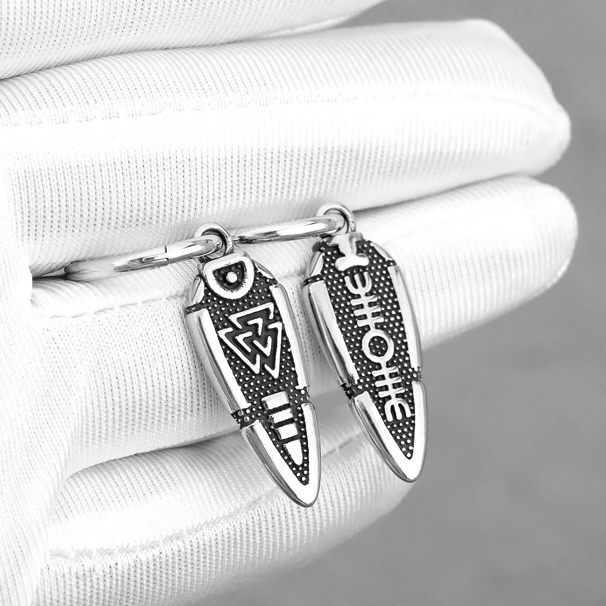 316L Stainless Steel Nordic Viking Spear Drop Earrings Vintage Valknut Rune Amulet Earrings Men's Charm Jewelry Gifts Wholesale