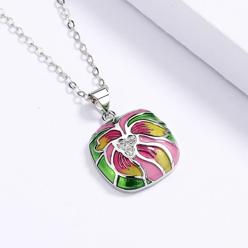 Pendentif Fleurs élégante Argent S 925&Zirconium