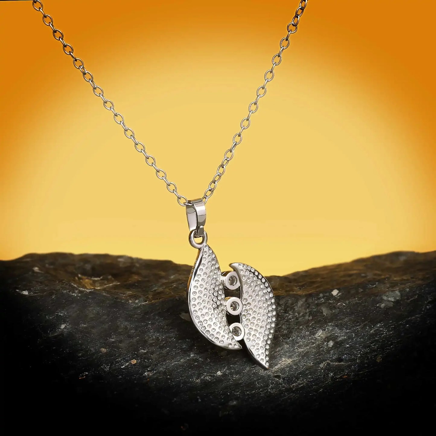 Pendentif Double feuille Argent S925&Zirconium