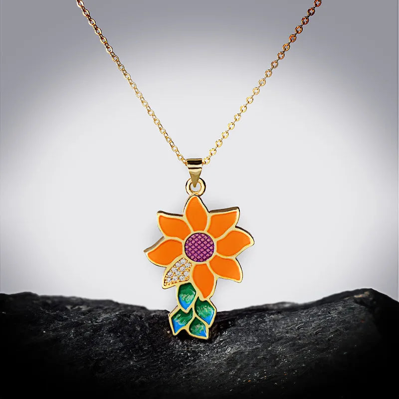 Pendentif Sun Flower Argent S925 & Zirconium